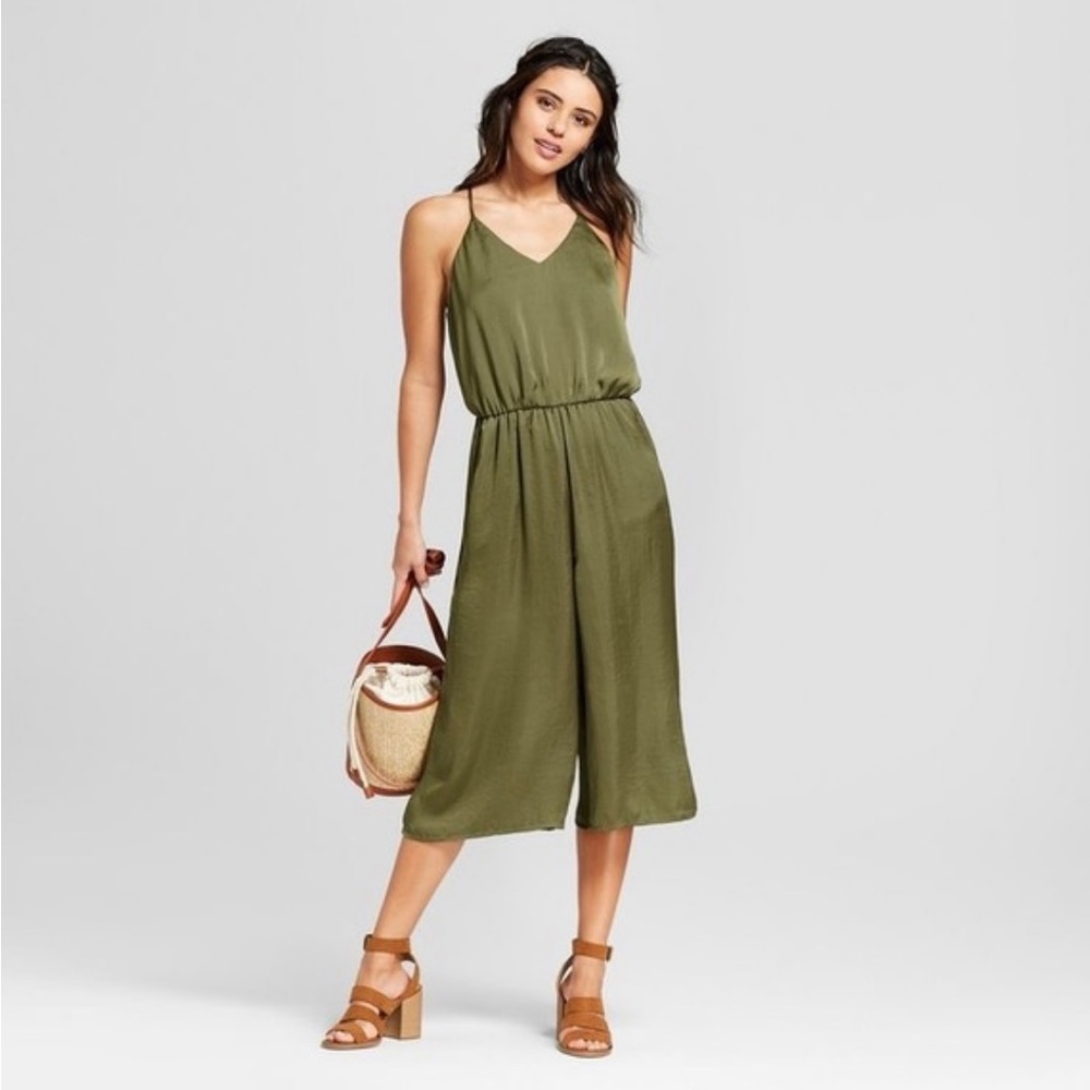 Beautiful Silky Olive Green Jumpsuit, Size S (I am a M and still fits)